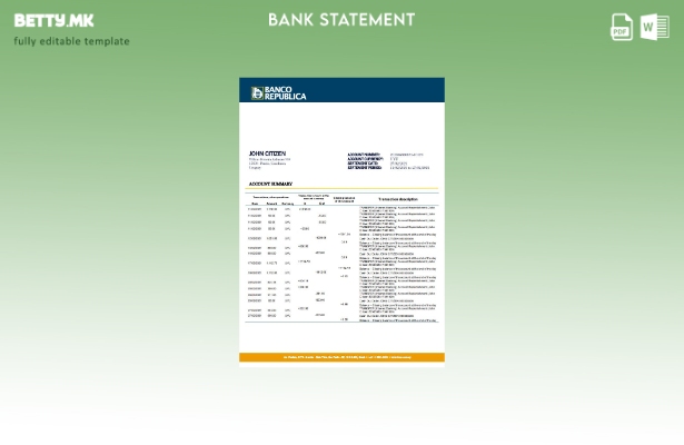 модерен стил Уругвај Банко Де Ла Република Ориентал Дел Уругвај шаблон за извод 